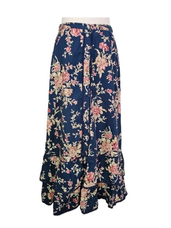 Ralph Lauren Dresses & Skirts - Ralph Lauren Navy Floral Maxi Skirt with Pink and Cream Blooms 100% Cotton